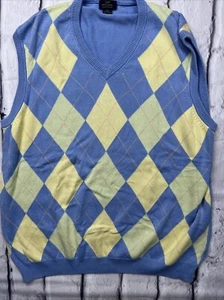 Used Brooks Brothers 346 Supima Cotton Argyle Sweater Vest Multicolor Men's XXL - Picture 1 of 6