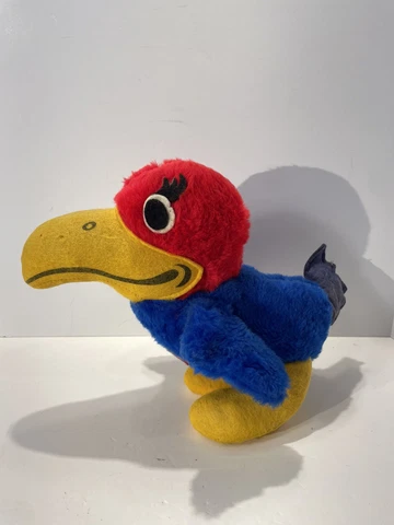 RARE KU University Of Kansas Jayhawks Basketball 10” Plush Stuffed Mascot Felt Cover