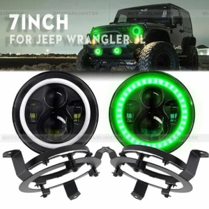 7" LED Headlights & Mounting Bracket Ring with Adapter For Jeep Wrangler JL 2019 - Bild 1 von 11