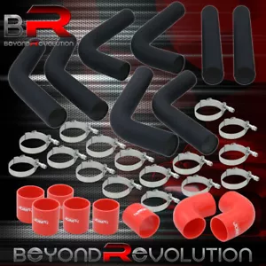 3 Inch Universal 8x Black Polish Intercooler Pipe Kit +Red Coupler T-Bolt Clamps - Picture 1 of 4
