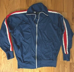 Vintage Kmart Blue White Stripe Full Zip Track Jacket Chest 42-44 Waist 28-40 - Picture 1 of 4