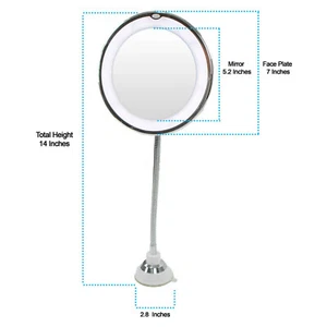 10X Flexible Gooseneck Makeup Mirror with LED Light Bathroom Suction Cup 7" USA - Picture 1 of 11