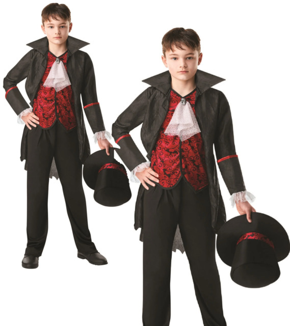 Fantasia Drácula Vampiro Halloween Infantil Roupa + Capa - 7 Artes