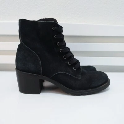 Bjorndal Womens Black Tall Suede Leather Boots Sasha Chunky Heel Size 9 #010 - Image 1 of 4