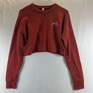 Bella + Canvas Burnt Orange Petty Embroider Cropped Crewneck Women's Size Medium - Picture 1 of 16