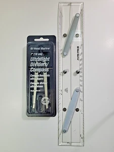 Faltbares paralleles Lineal 15 Zoll klar West Marine ultraleichte Teiler/Kompass - Bild 1 von 17