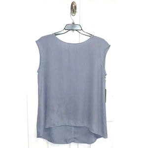 Halogen Women's Sleeveless Open Back Hi-Low Woven Top in Blue Large MSRP $60 - Picture 1 of 3