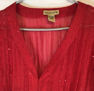Blusa Notations Roja Lentejuelas Transparentes Corbata Media Frontal Brillo Vacaciones Discoteca - Imagen 1 de 14