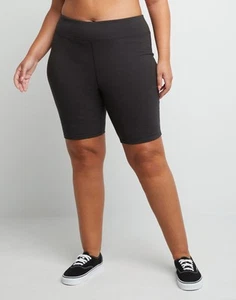 Just My Size Women Bike Shorts Stretch Cotton Jersey Sports Plus Size Black Grey - Picture 1 of 8