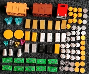Lot d'accessoires pour pièces d'argent LEGO pièces d'or gemmes cristal lingot coffres argent - Photo 1/5