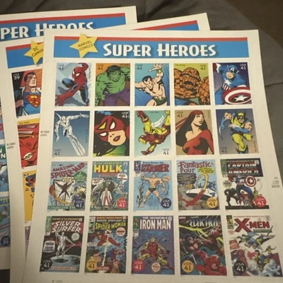 Panel de 20 estampillas de superhéroes de Marvel Comics 41¢ (2007) Foto 1 de 4