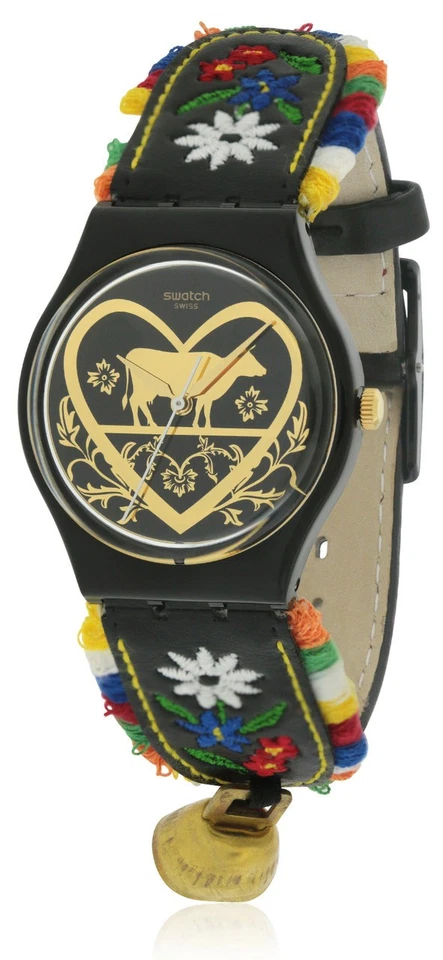 Swatch The Originals GB285 34 mm Plastic Case with Leather Band Unisex Wristwatch