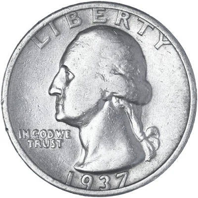 1937 S Washington Quarter 90% Silver Good GD Off Color Cleaned See Pics K581 - Image 1 of 3