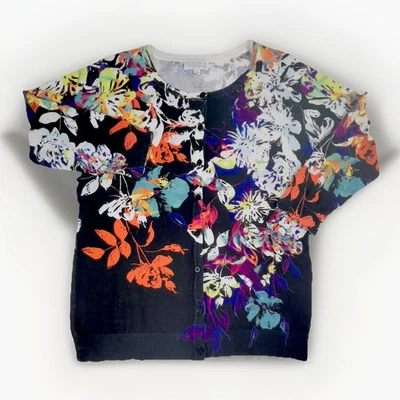 Joseph A Long Sleeve Abstract Multi Color Cardigan Lightweight Button Up Sweater - Image 1 of 4