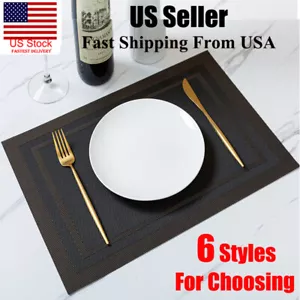 Set of 4 PVC Placemats Non-Slip Washable Cloth Dining Table Place Mats Kitchen - Picture 1 of 53