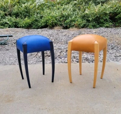 2 Octopus Stools By Papavoine for Montis 1990s Postmodern Italian Leather - Image 1 of 4