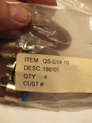 (4pcs) Festo QS-G1/4-10 (186101) Push-In Fitting - (G1/4 Threaded, 10mm) - Image 1 of 3