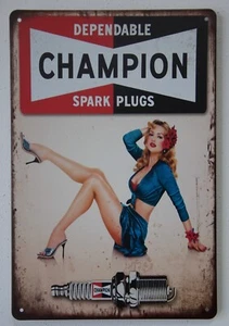 Champion Spark plugs Vintage Retro Blechschild 20x30cm Nostalgie Geschenk - Picture 1 of 1