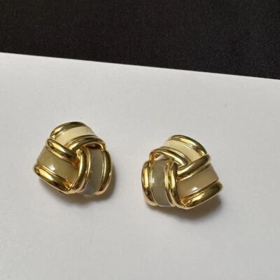 Pendientes de clip esmaltados firmados Joan Rivers tono dorado Foto 1 de 4