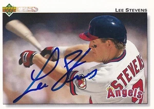 Lee Stevens Signed 1992 Upper Deck Angels Baseball Card #634 Rangers Autograph - Picture 1 of 24