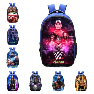 WWE Boxing Personalised School Bag Backpack Kids Boys Girls Blue Book Bag - Image 1 of 3
