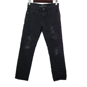 Steves Jeans Boys Size 10 Black Straight Legged Distressed Denim Jean Pants - Picture 1 of 7