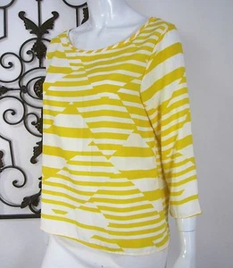 Sweet Claire Long Sleeve Open Cross Back Blouse Size M Medium Yellow Striped - Picture 1 of 5
