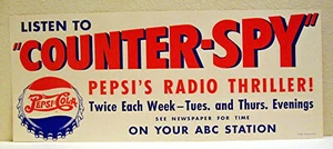 1950 Pepsi Cola Gegenspion ABC Radio Thriller Banner Schild unbenutzt alter Ladenbestand - Bild 1 von 1