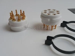 2x CMC Cerámica 8Pines EL34 KT88 6550 6SN7 KT66 Tubo Enchufe Pin Dorado - Imagen 1 de 5