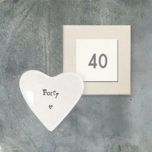 Mini 40th Birthday Porcelain Heart Trinket Dish - 40th Gift - East Of India - Picture 1 of 2