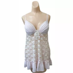 Apt 9 Intimates Medium Nightgown Pink Lace Beaded Fairy Ruffle Whimsy Lingerie - Picture 1 of 6