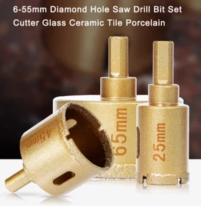  6-55mm Diamond Hole Saw Drill Bit Set Maker Cutter Glass Ceramic Tile Porcelain - Picture 1 of 30