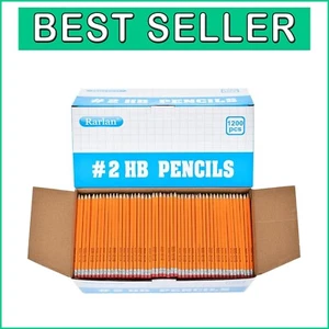 Durable HB Pencils in Bulk - 1200 Wooden Chisel Point Pencils with Storage Box - Picture 1 of 8