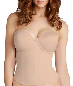 Va Bien 1508 34C Nude Low Back Strapless Bustier Longline w/Garters UW Bra NWT - Picture 1 of 1