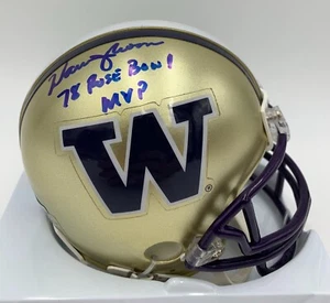 WARREN MOON signed/auto'd WASHINGTON HUSKIES VSR4 Mini Helmet 78 ROSE BOWL - BAS - Picture 1 of 7