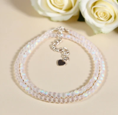 Minimalist Angel Aura 4mm Crystal Gemstone Beads Dainty Choker Necklace - Image 1 of 2