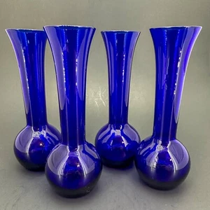 1992 Vintage Hand Blown Glass Cobalt Blue Bud Vase by Judel Product Lot Of 4 NEW - Picture 1 of 6
