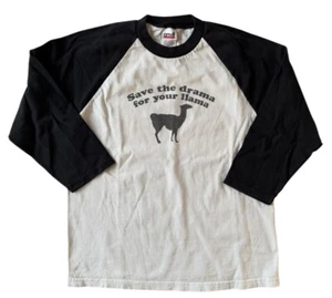 Vintage Save The Drama For Your Llama T-Shirt Youth Large Raglan Kids - Picture 1 of 3