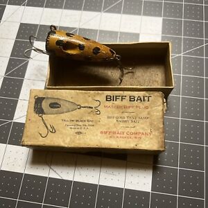 New ListingEarly Biff Bait Co. Master Biff Plug/Tough Wisconsin Lure Rare Yellow Blk Box!