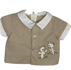 Vintage NWT 0-3 Months Boys Button Down Bears Philippines Doll Clothes - Picture 1 of 3