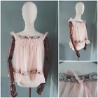 Vintage 1960s Baby Doll Camisole Layered Pink Nylon Frill Ladies Brown Lace 36"