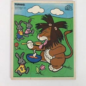Playskool Vintage TAWNY SCRAWNY LION Wooden Puzzle Jigsaw Preschool COMPLETE - Picture 1 of 2