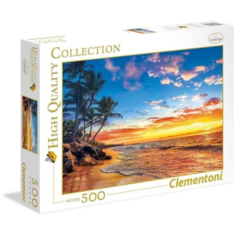 Puzzle Clementoni 500 pezzi Spiaggia mare tramonto palme nuvole Paradise beach - Immagine 1 di 1