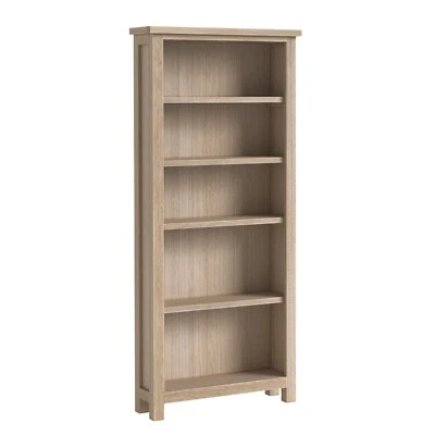 Oaklife Solid Oak Tall Bookcase Wooden Shelving Storage Display Unit Furniture - Image 1 of 4