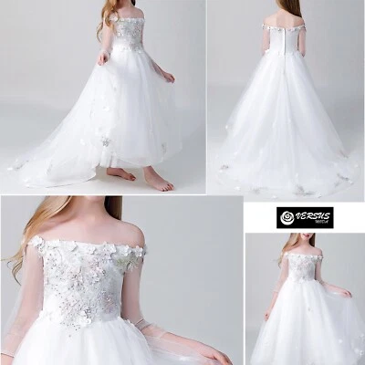 Robe Fille Cérémonie Première Communion Fête Tulle Princess COM041 - Photo 1/4