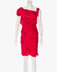 Lanvin draped one-shoulder red dress - Picture 1 of 6