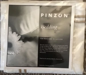 Pinzon 400-Thread-Count Egyptian Cotton Sateen European Sham - Ivory with Taupe - Picture 1 of 6