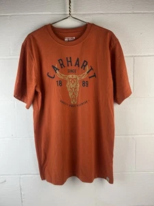 Carhartt Herren Tshirt Größe Medium M Orange Longhorn Graphic - Bild 1 von 5