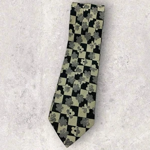 KENZO Silk Tie ITALY Black Beige Geometric Floral W:4" EUC - Picture 1 of 5
