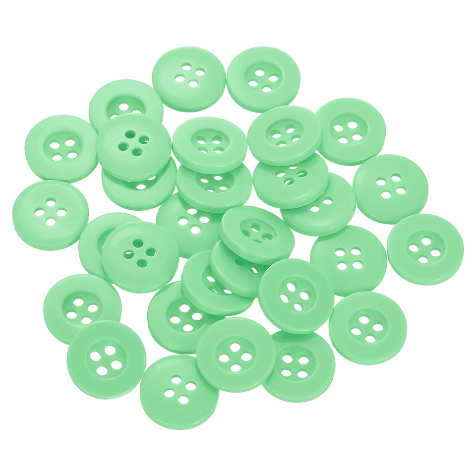 60pcs 24L Sewing Buttons 5/8" Resin Round Flat 4-Hole Craft Buttons, Green - Image 1 of 4